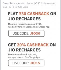 Jio Recharge Offer On Freecharge